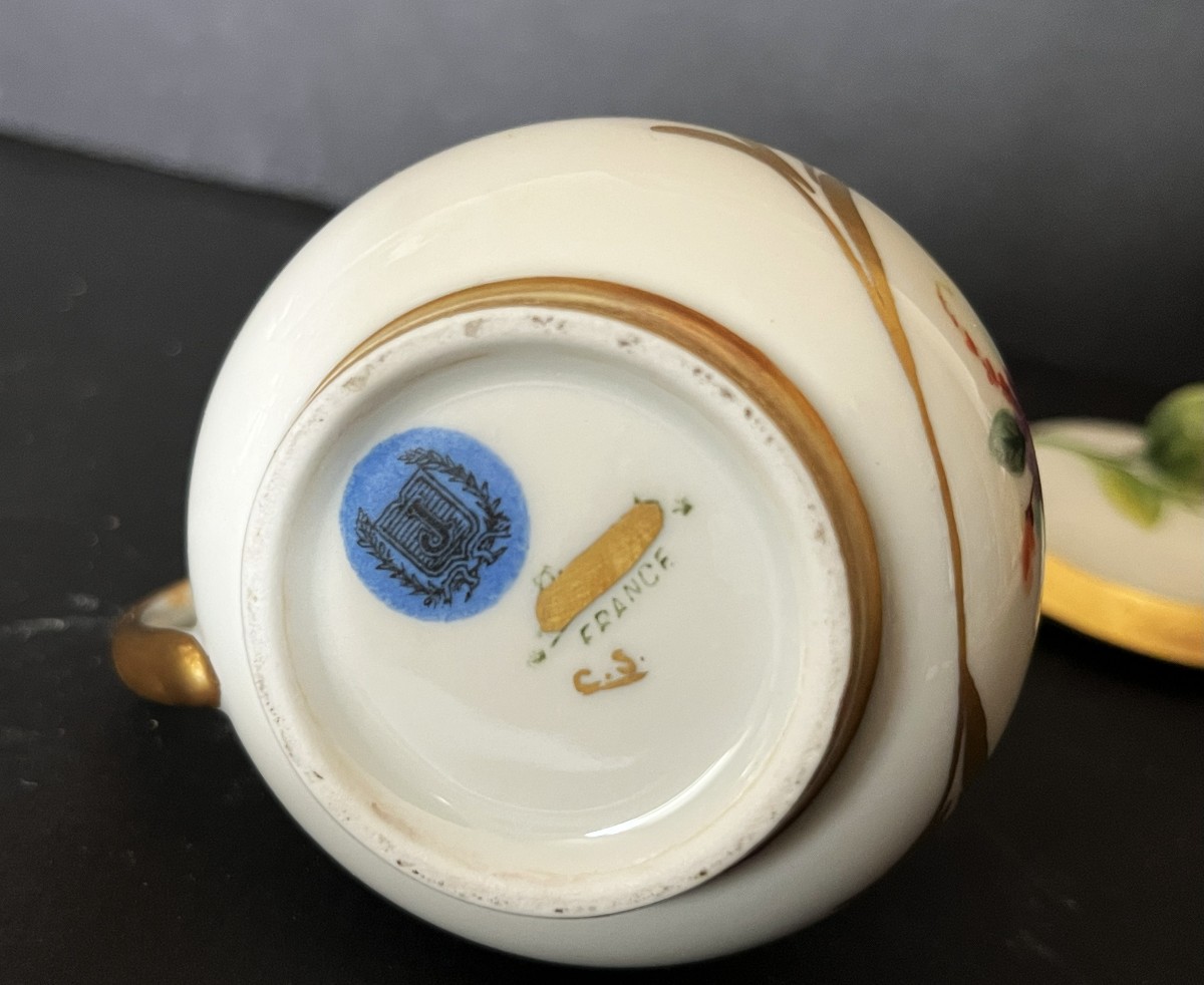 Set Of 12 Early 20th-century Porcelain Cream Pots, Hand-decorated-photo-4