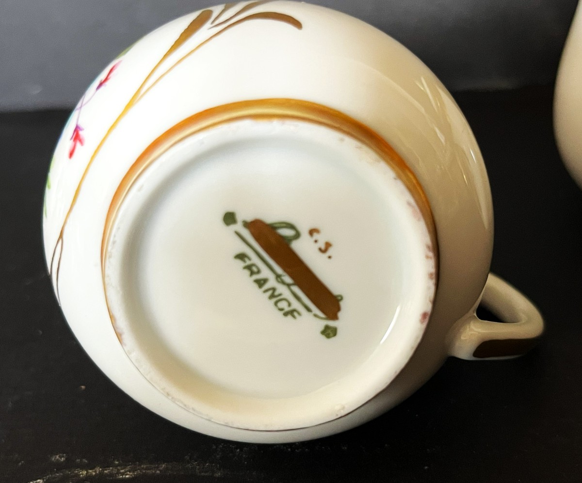 Set Of 12 Early 20th-century Porcelain Cream Pots, Hand-decorated-photo-5