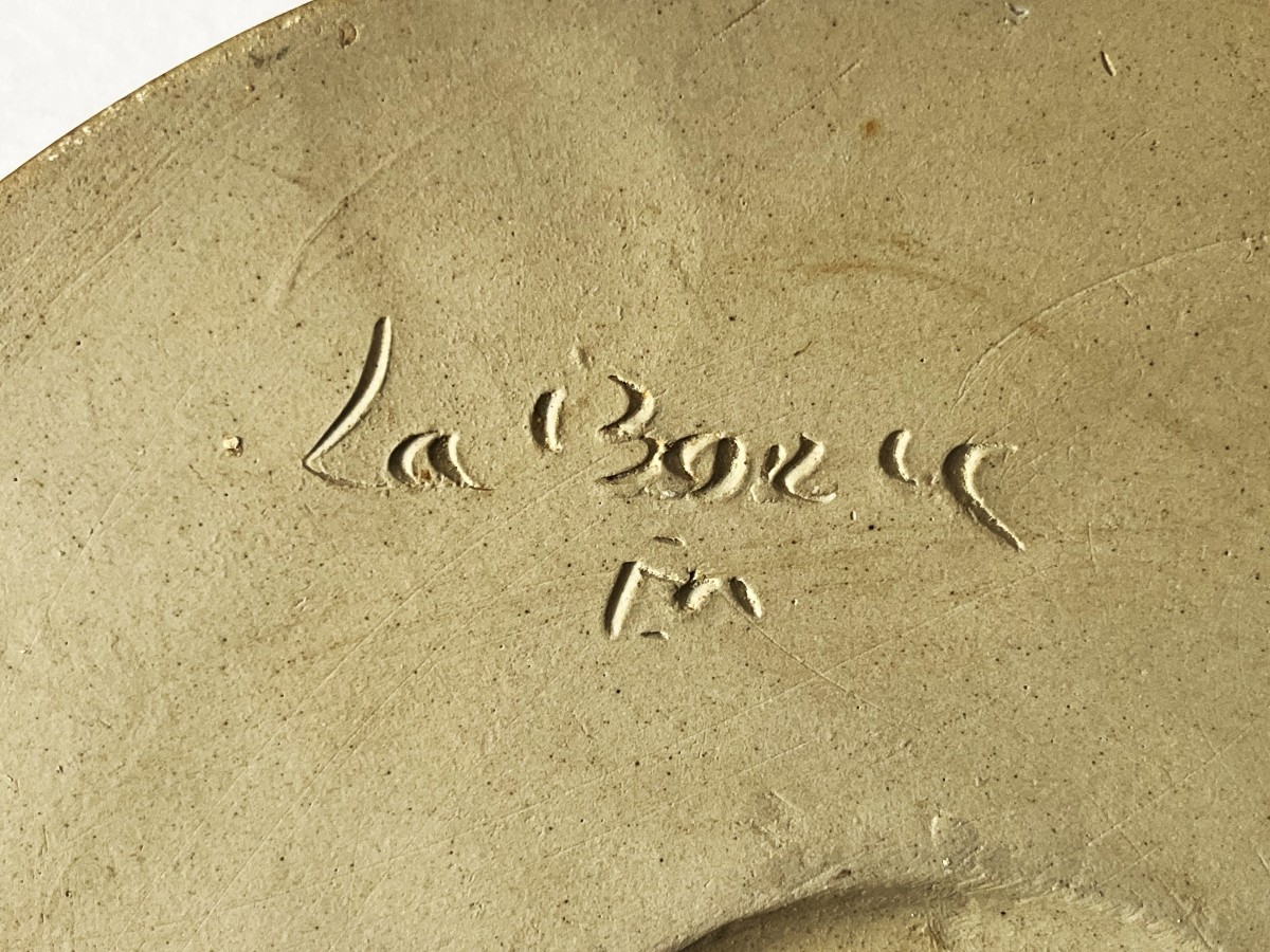 La Borne, "owl" Stoneware Clock, Signed-photo-2