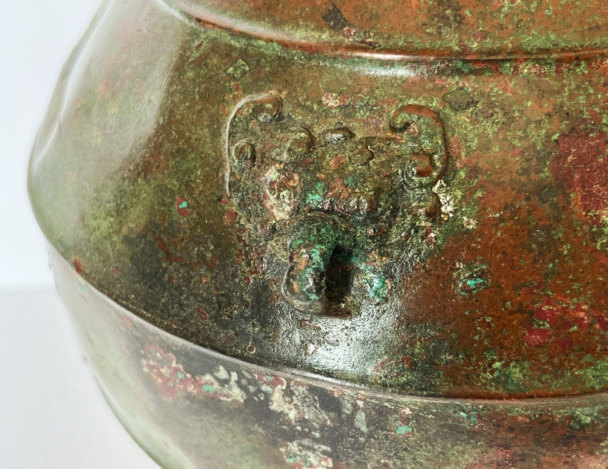  Chine Dynastie HAN , vase HU en bronze-photo-3
