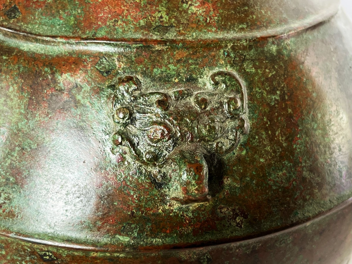  Chine Dynastie HAN , vase HU en bronze-photo-1
