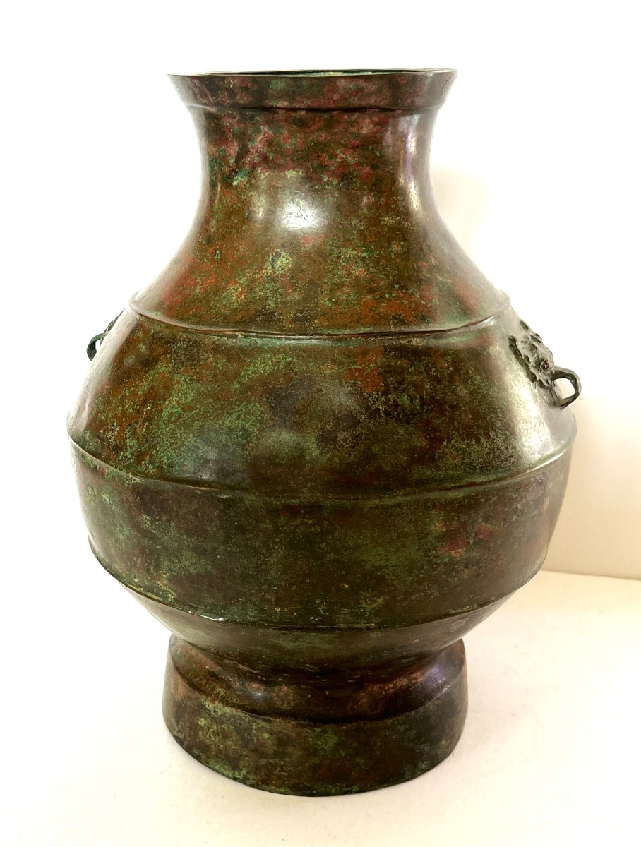  Chine Dynastie HAN , vase HU en bronze-photo-2