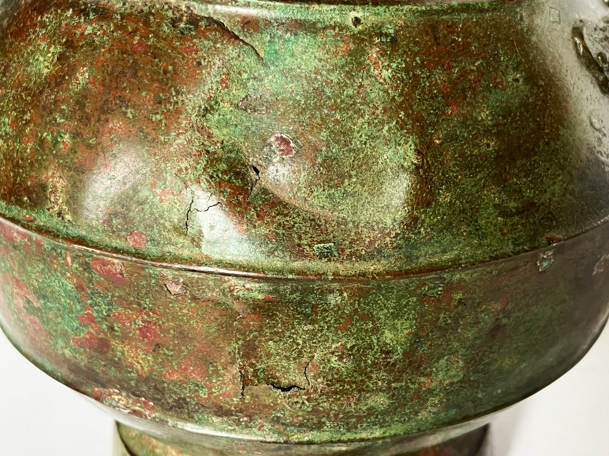  Chine Dynastie HAN , vase HU en bronze-photo-5