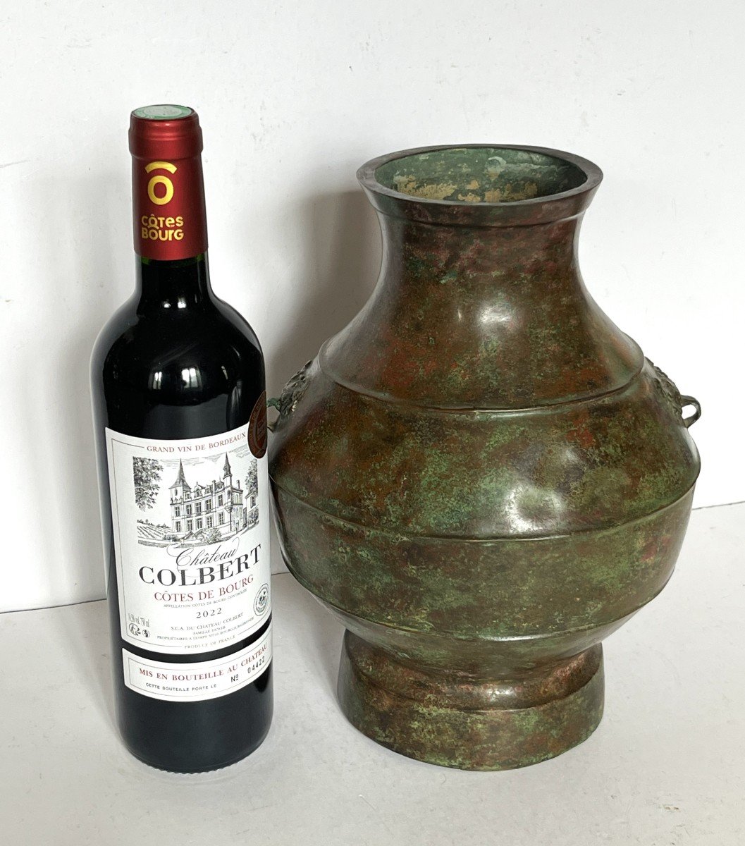  Chine Dynastie HAN , vase HU en bronze-photo-8