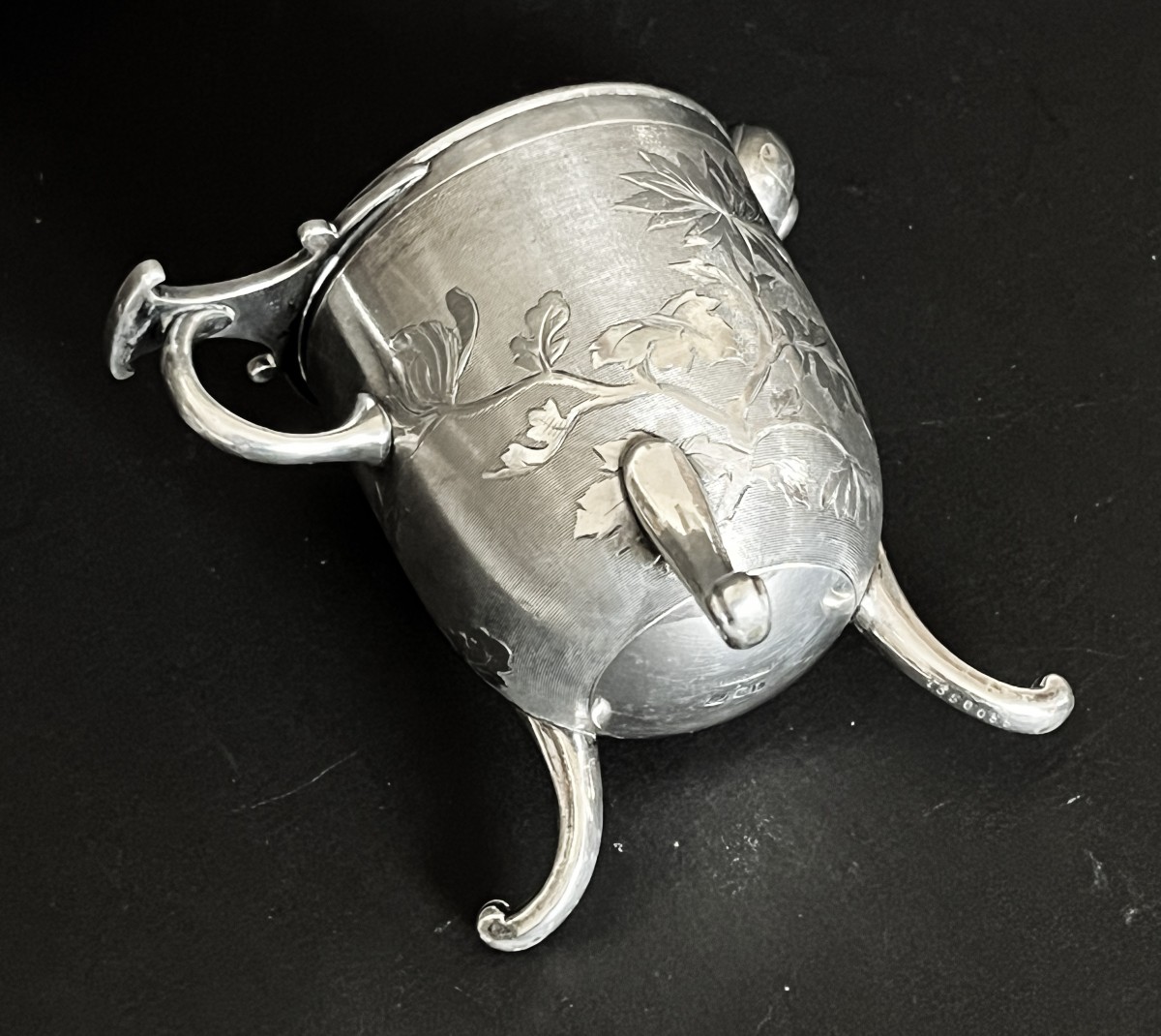 Christofle encrier Art Nouveau en bronze argenté, décor de papillon-photo-5