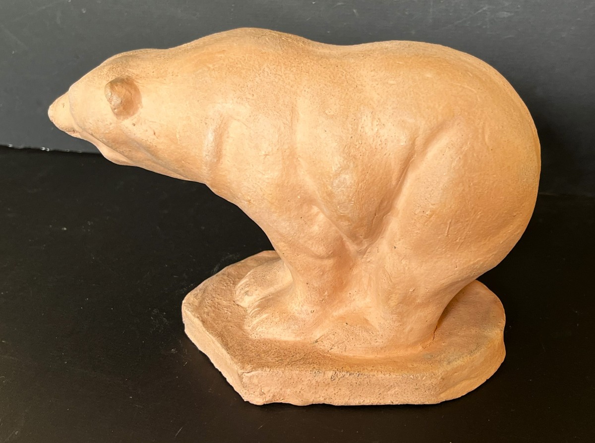 Art Deco Terracotta Bear Dated 1931-photo-3