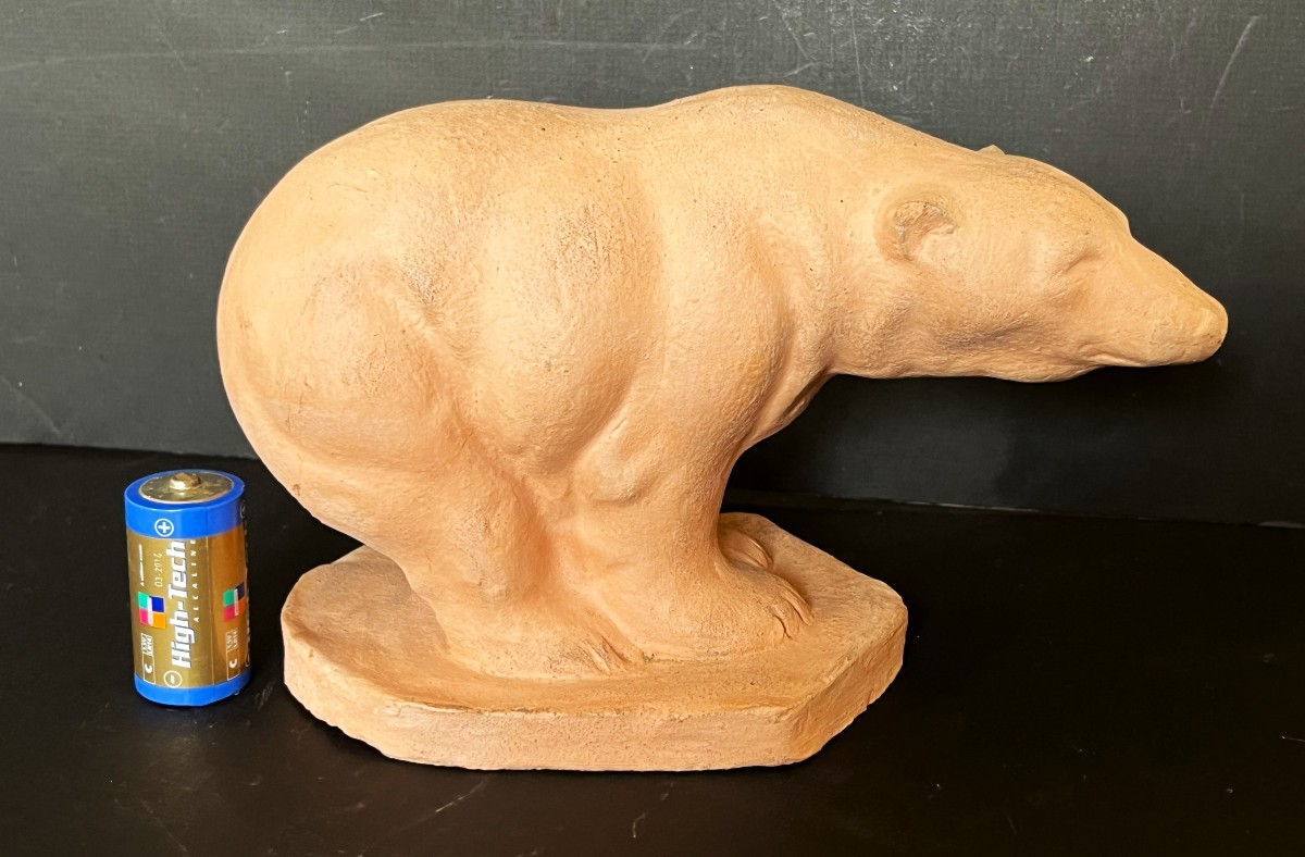 Art Deco Terracotta Bear Dated 1931-photo-7