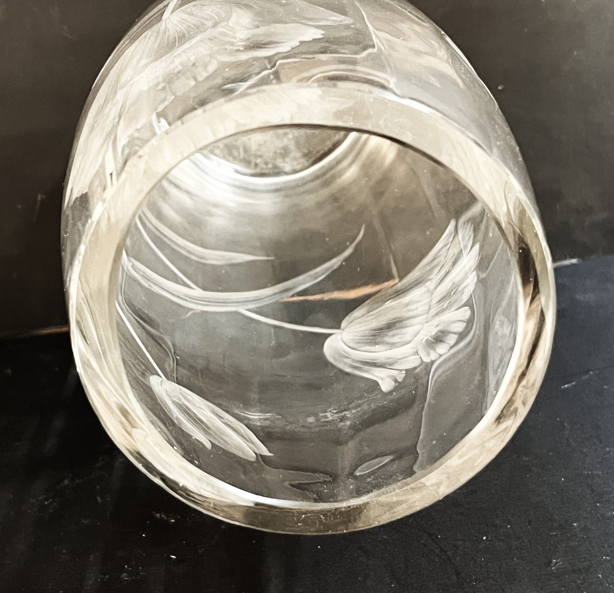 Large Art Nouveau Vase Decorated With Tulips, Cut Using A Wheel-photo-5