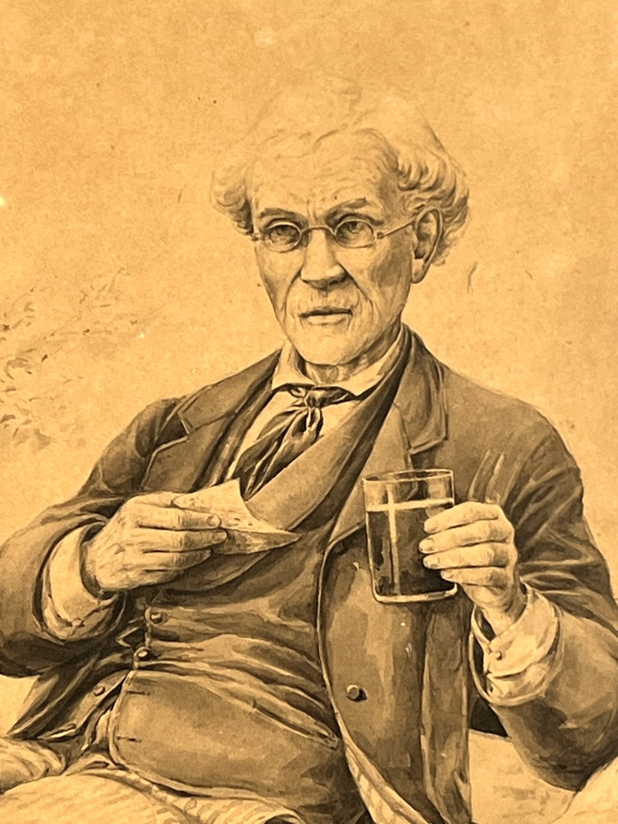 Mage Edouard Mathurin, Painter From Périgord, Wash Drawing "the Peasant And His Hens," Late 19th Century-photo-3