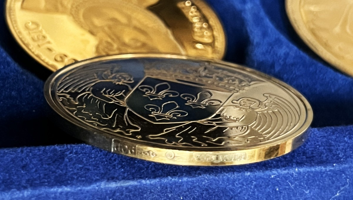35 Gilt Silver Medals, "the Kings Of France", 24-karat Gold And 925 Silver, Minerva Hallmark-photo-4