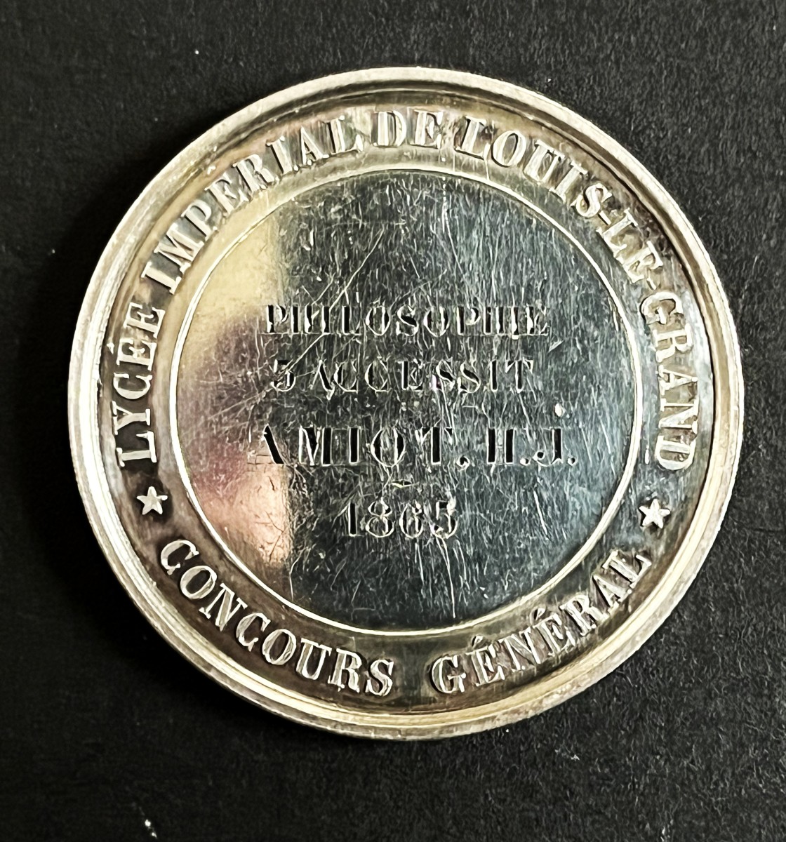 Médaille Napoléon III, Lycée Louis le Grand 1865 en argent-photo-2