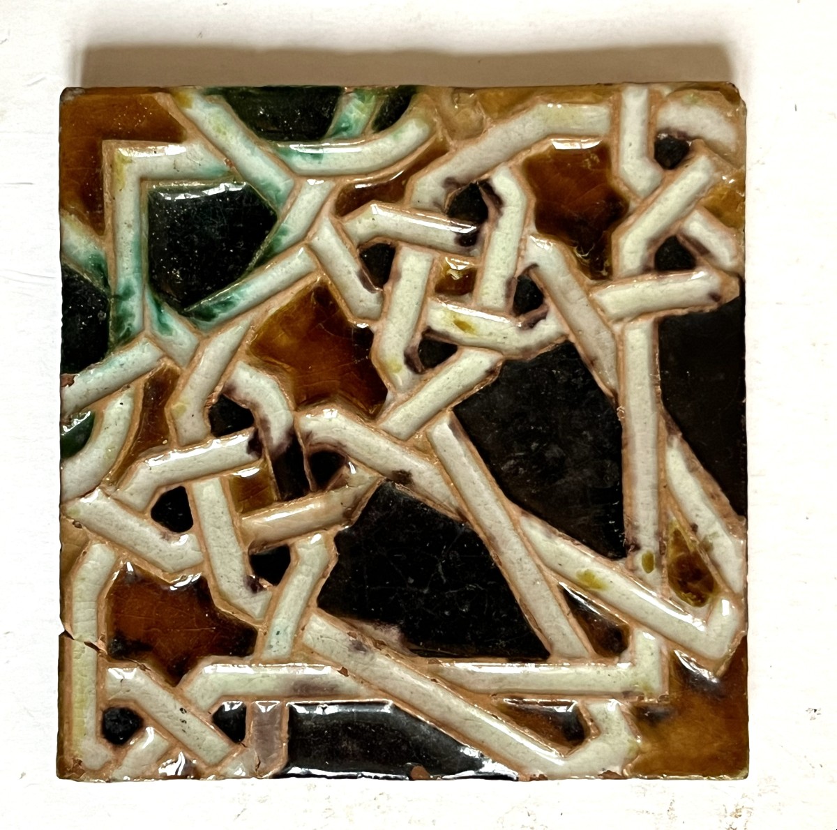 Two Cuenca Y Arista 16th Century Hispano-moorish Tiles, Azulejos-photo-3