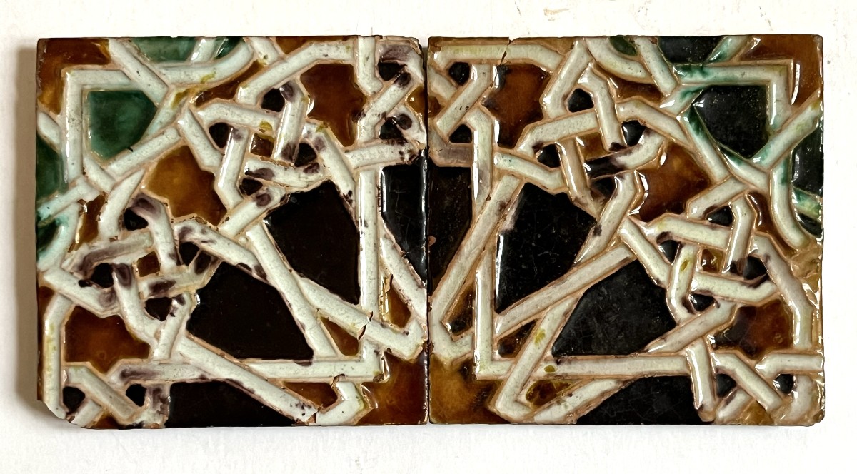 Two Cuenca Y Arista 16th Century Hispano-moorish Tiles, Azulejos