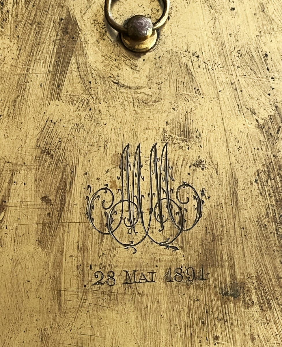 Bénitier en porcelaine peinte, émaux, onyx et bronze, daté 1891-photo-5