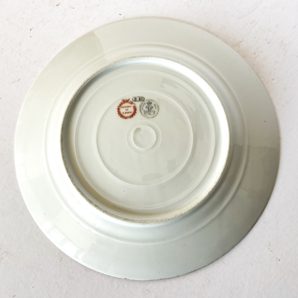 Louis Philippe Porcelain Plate With Sèvres Marks, Château De Fontainebleau-photo-3