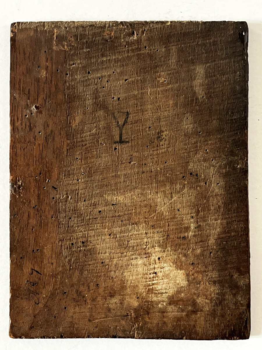 Ecole Française du XVIII ème, "la guitariste" huile sur panneau.-photo-1