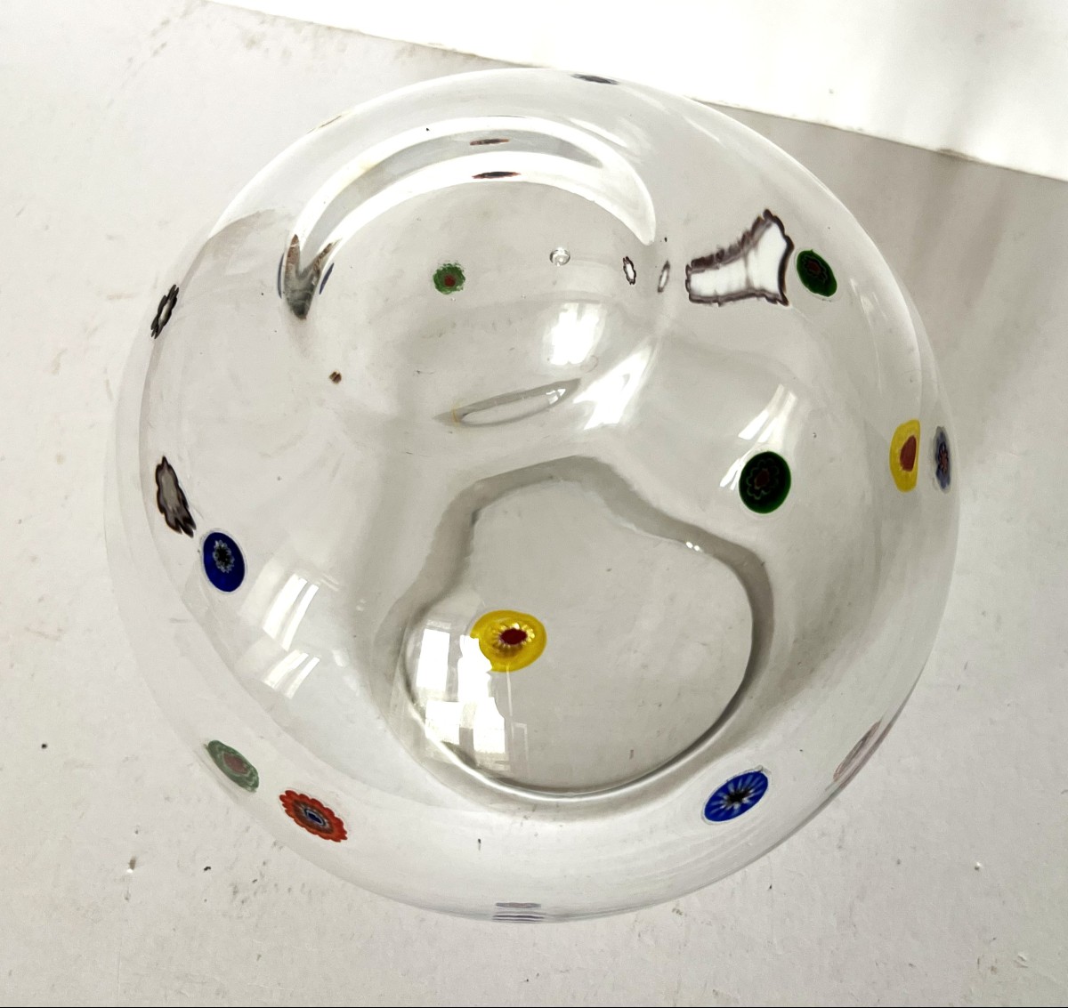 Murano Glass Ball Vase Or Aquarium Decorated With Glass Paste Discs-photo-3