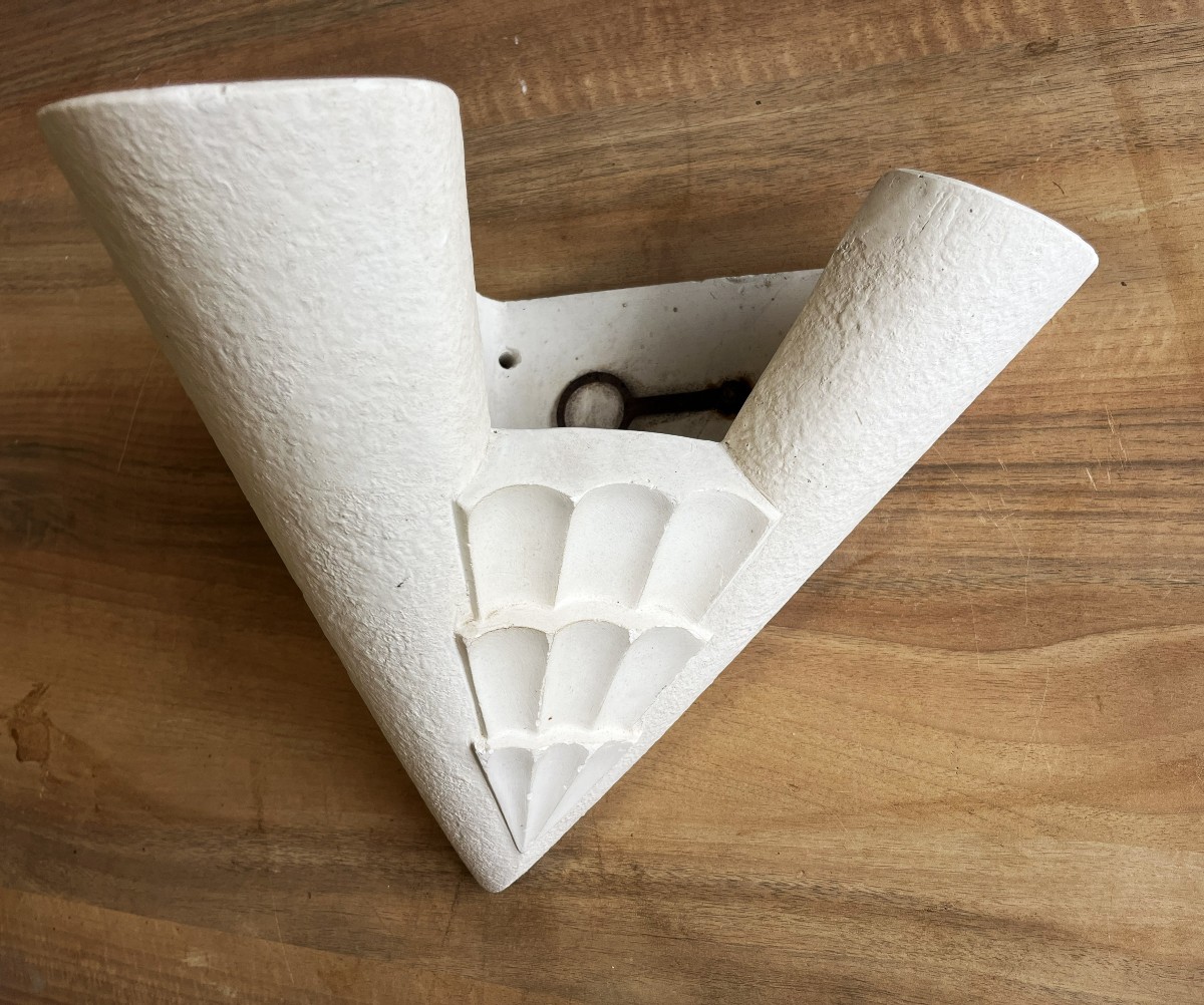 suite de quatre appliques art déco en plâtre-photo-3