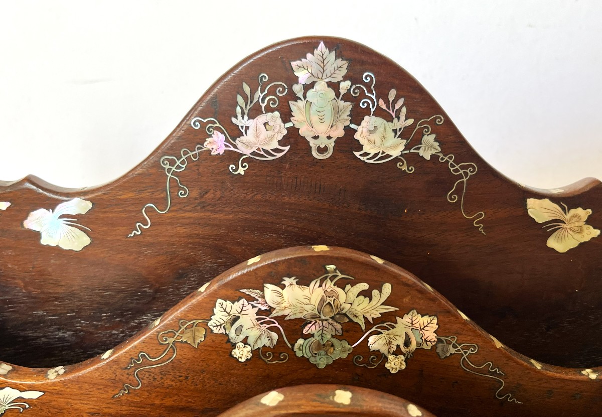 Indochine, grand classeur à courrier en bois et nacre du 19ème-photo-1