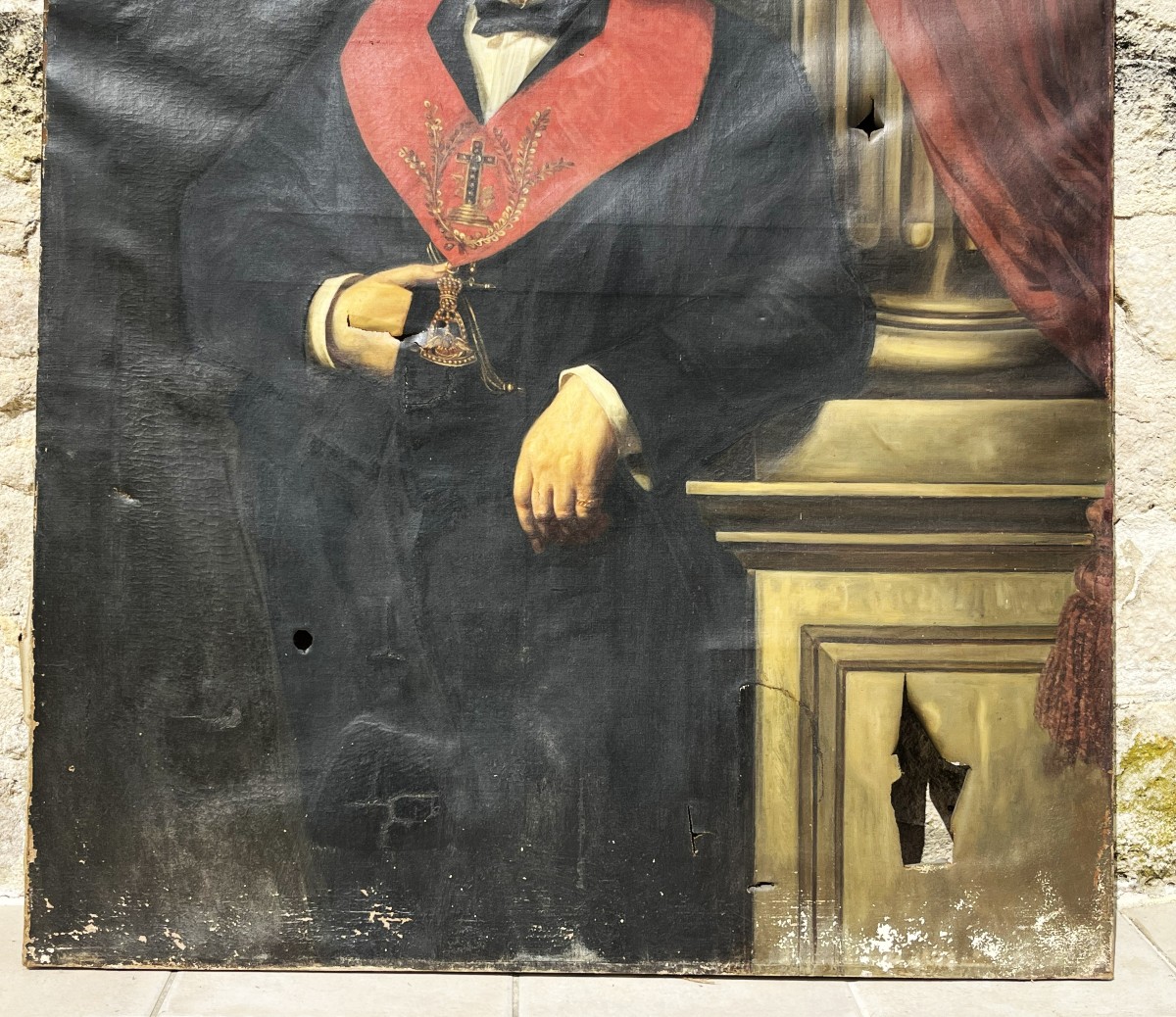 Freemasonry, Rose Croix, Large Portrait Of A Man With His 19th Century Ornaments-photo-4