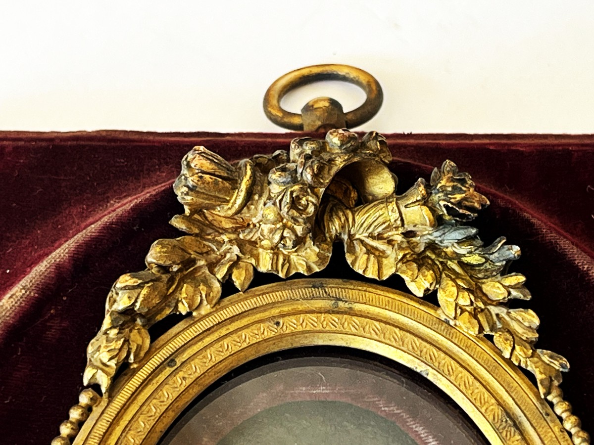 Napoleon III Photo Frame In Gilt Bronze And Velvet.-photo-3