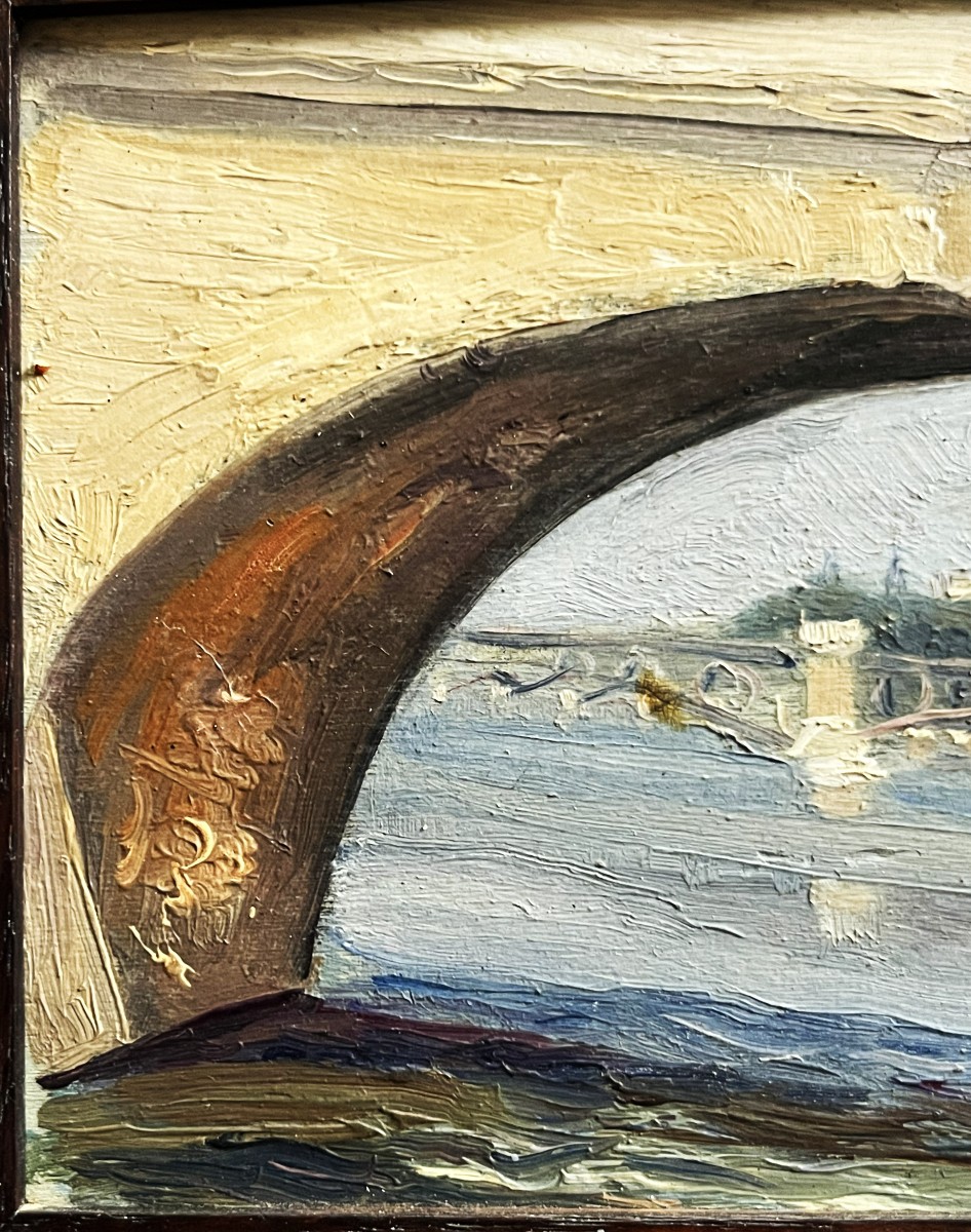 Paris Bords De Seine En 1934 By Auguste Bernard, Oil On Panel.-photo-4