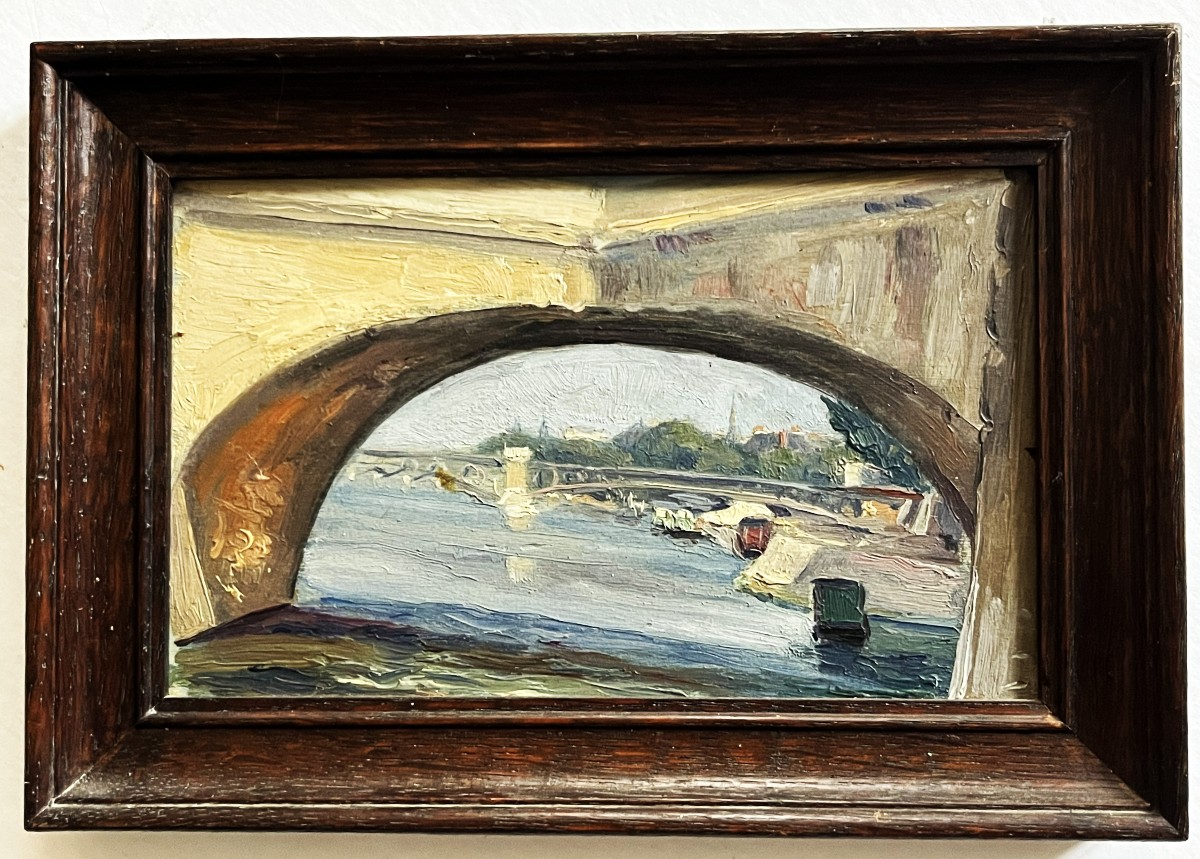 Paris Bords De Seine En 1934 By Auguste Bernard, Oil On Panel.