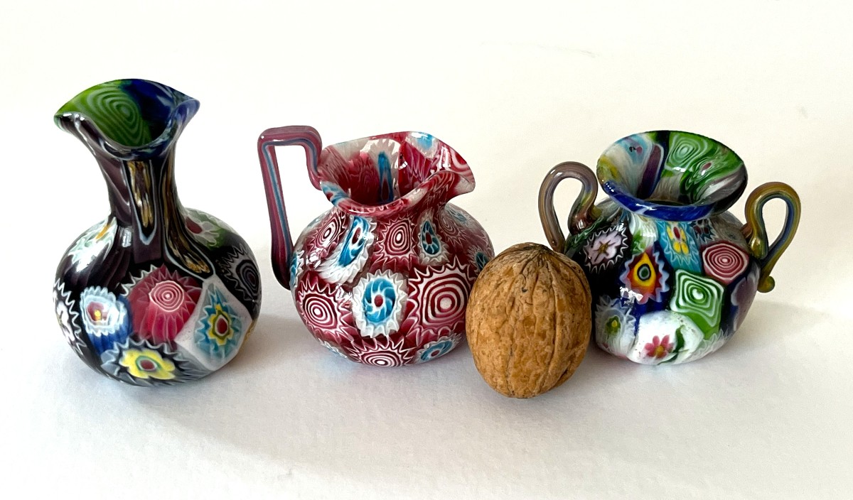 Murano, trois vases miniature en verre soufflé Milleflori-photo-1