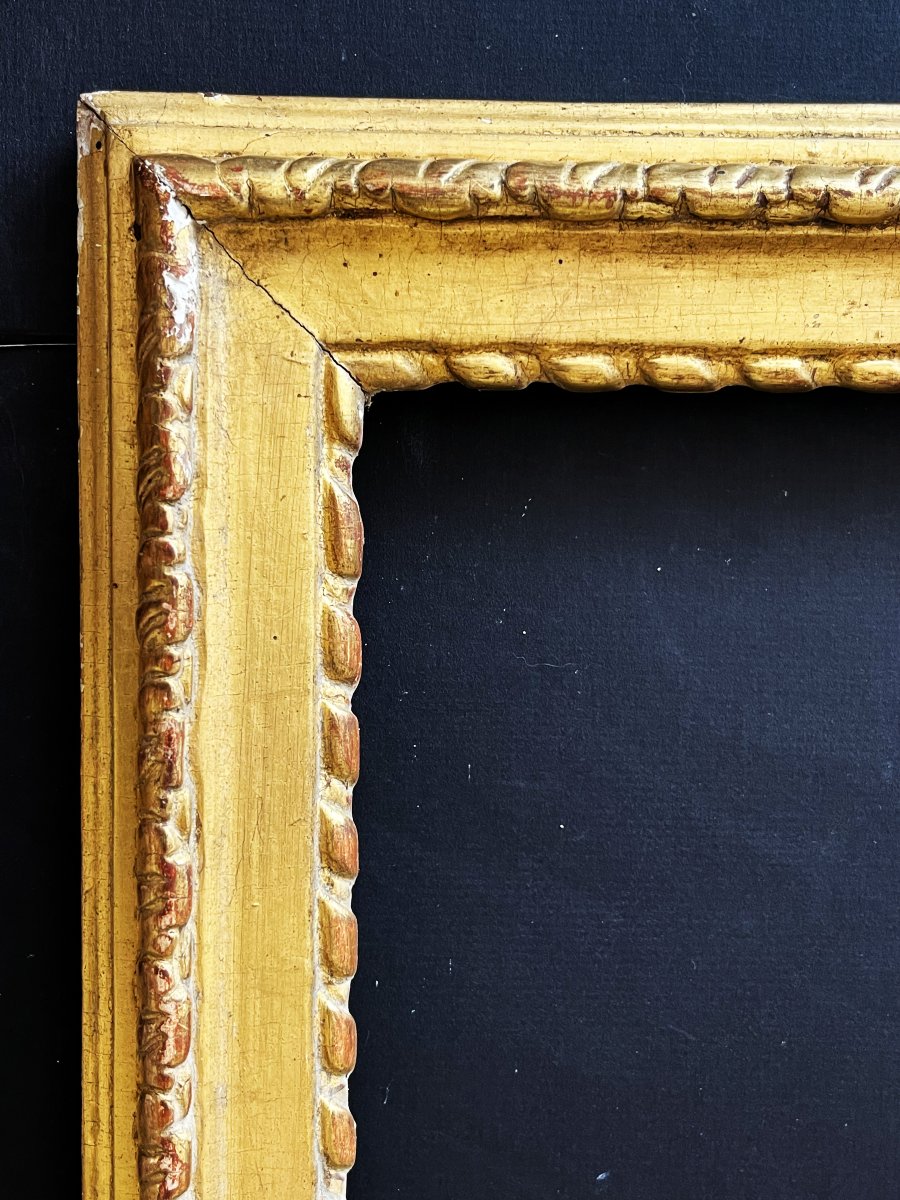 Grand cadre du 18ème siècle d'époque Louis XVI, dorure d'origine.-photo-4
