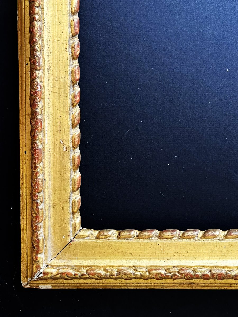 Grand cadre du 18ème siècle d'époque Louis XVI, dorure d'origine.-photo-5