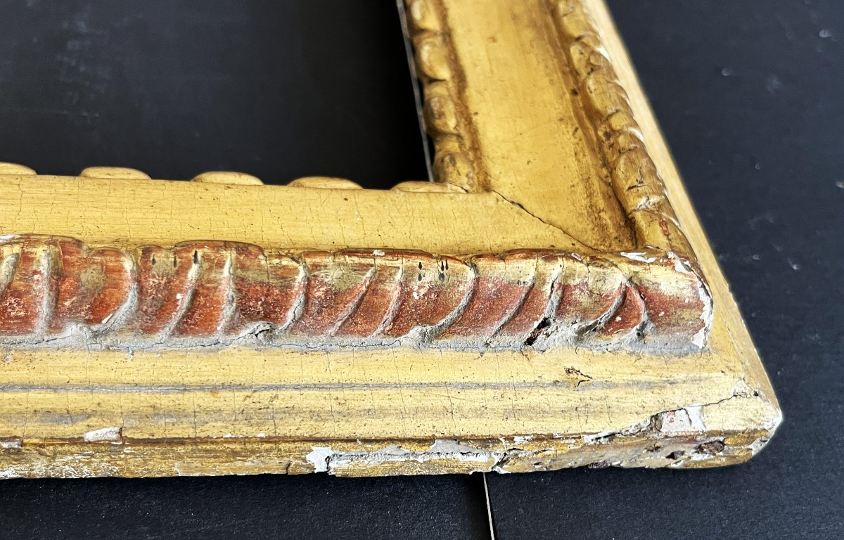 Grand cadre du 18ème siècle d'époque Louis XVI, dorure d'origine.-photo-6