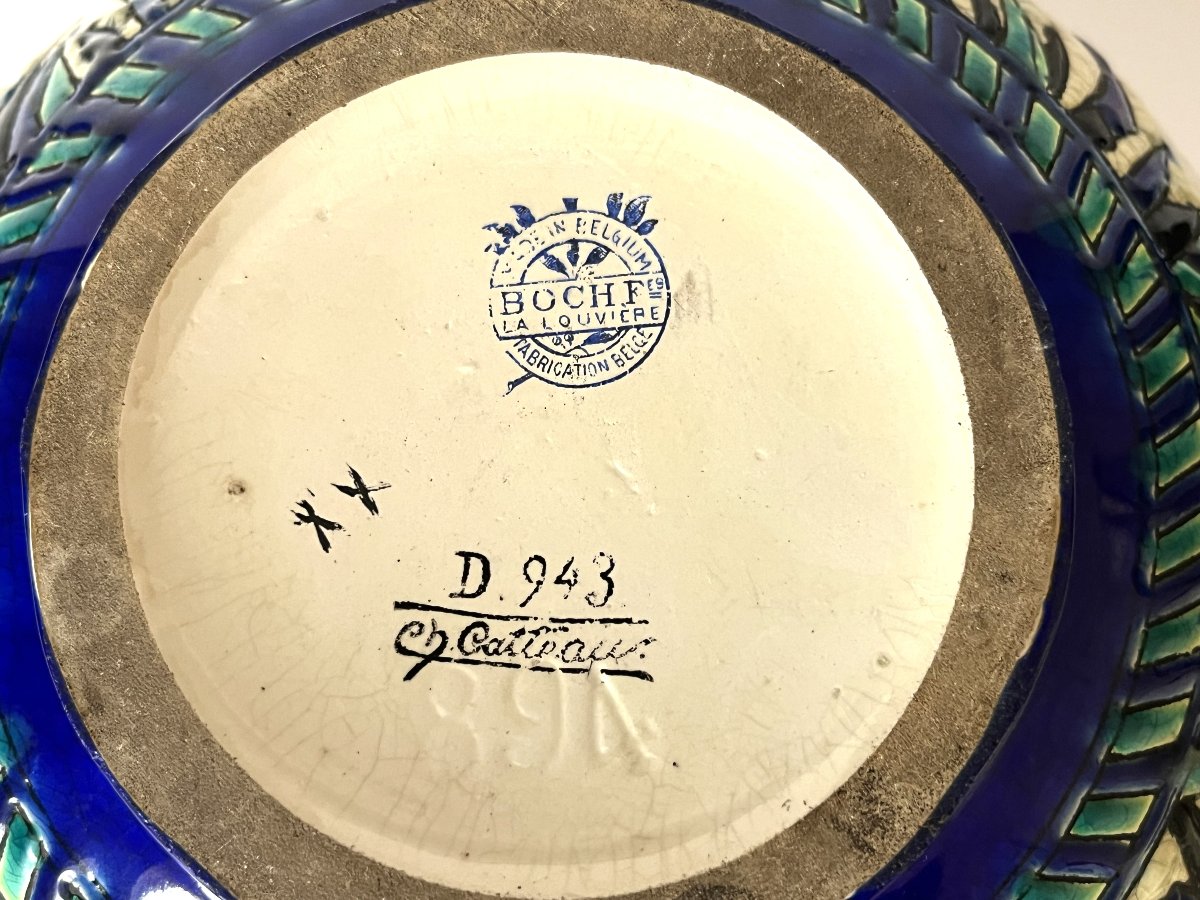 Charles Catteau pour Boch la Louvière, vase boule aux daims et biche-photo-2