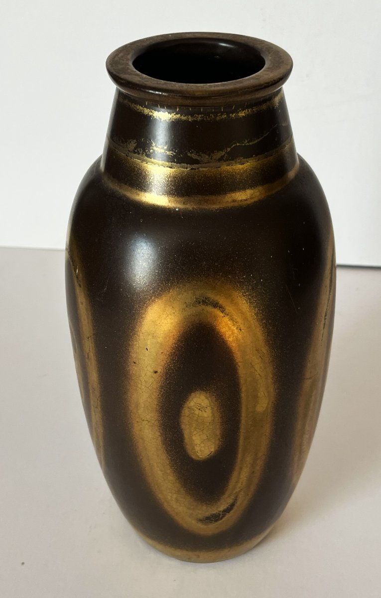 Lucien Brisdoux (1878–1963), Large Art Deco Ceramic Vase With Gold Decoration-photo-2