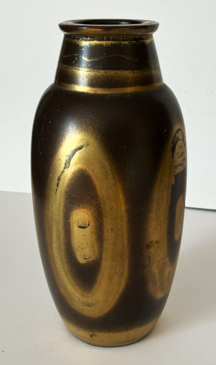 Lucien Brisdoux (1878–1963), Large Art Deco Ceramic Vase With Gold Decoration-photo-3