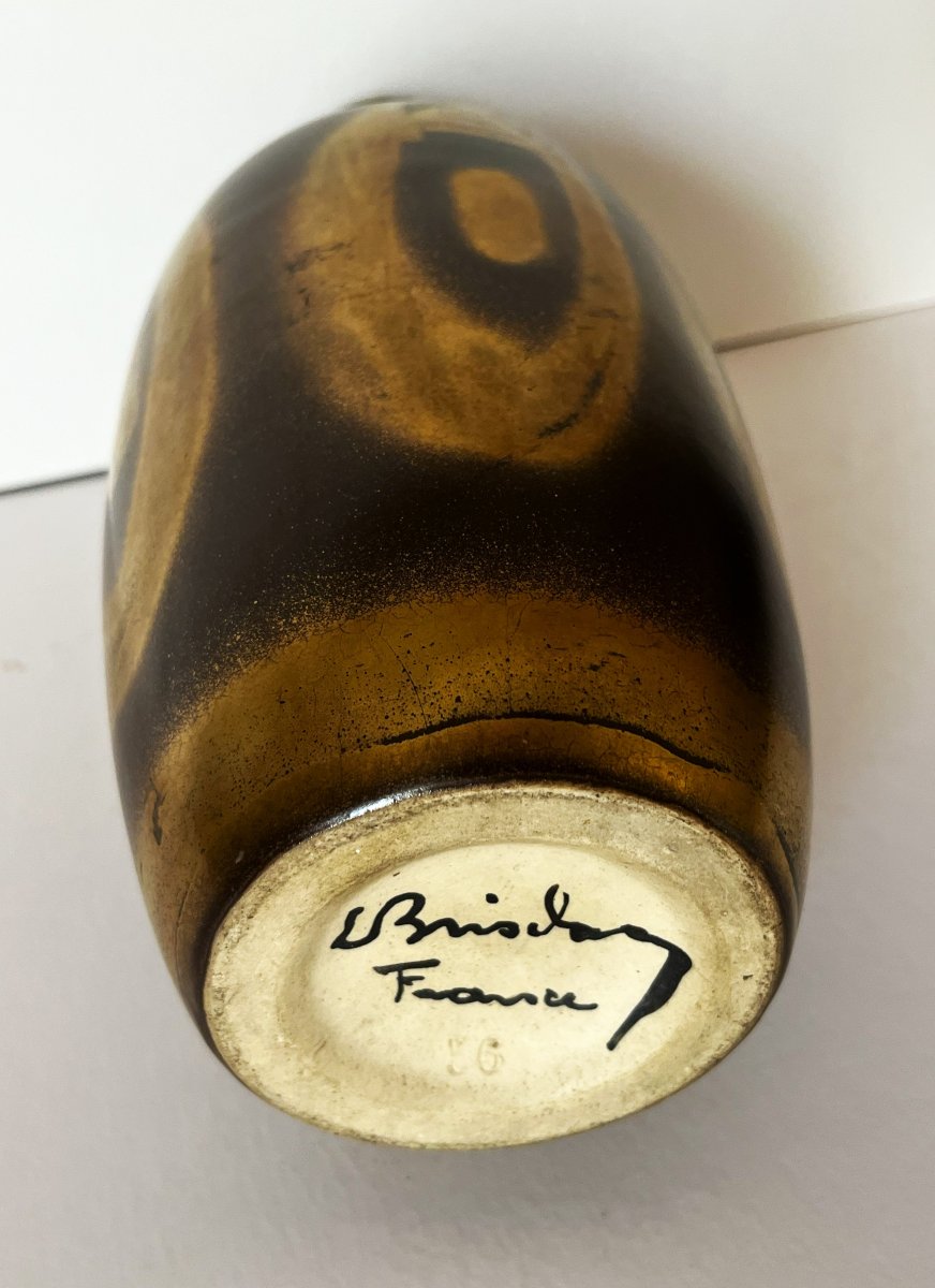 Lucien Brisdoux (1878–1963), Large Art Deco Ceramic Vase With Gold Decoration-photo-4