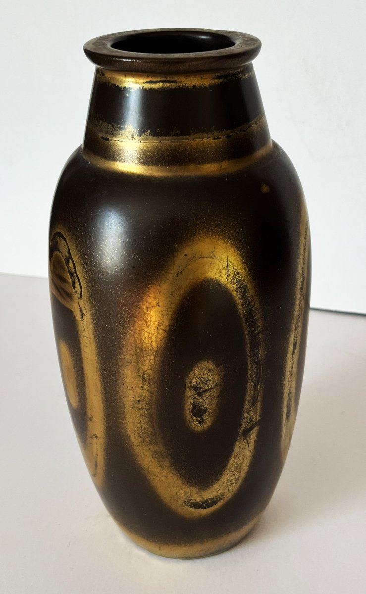 Lucien Brisdoux (1878–1963), Large Art Deco Ceramic Vase With Gold Decoration-photo-2