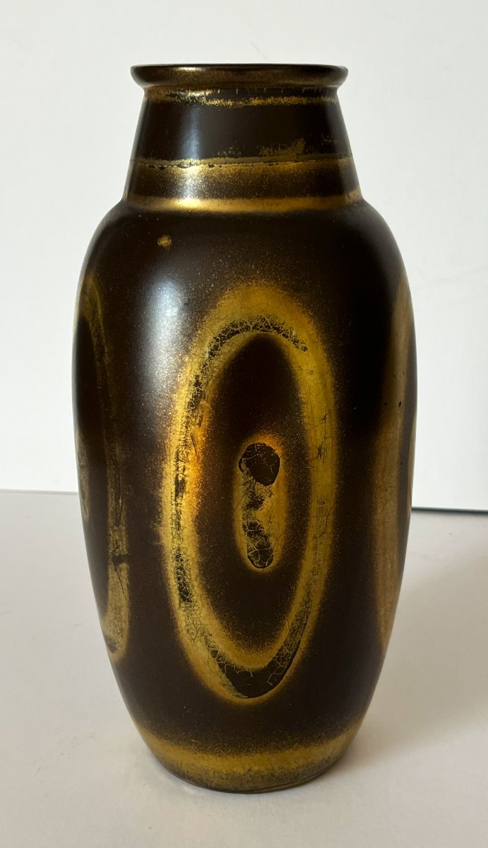 Lucien Brisdoux (1878–1963), Large Art Deco Ceramic Vase With Gold Decoration