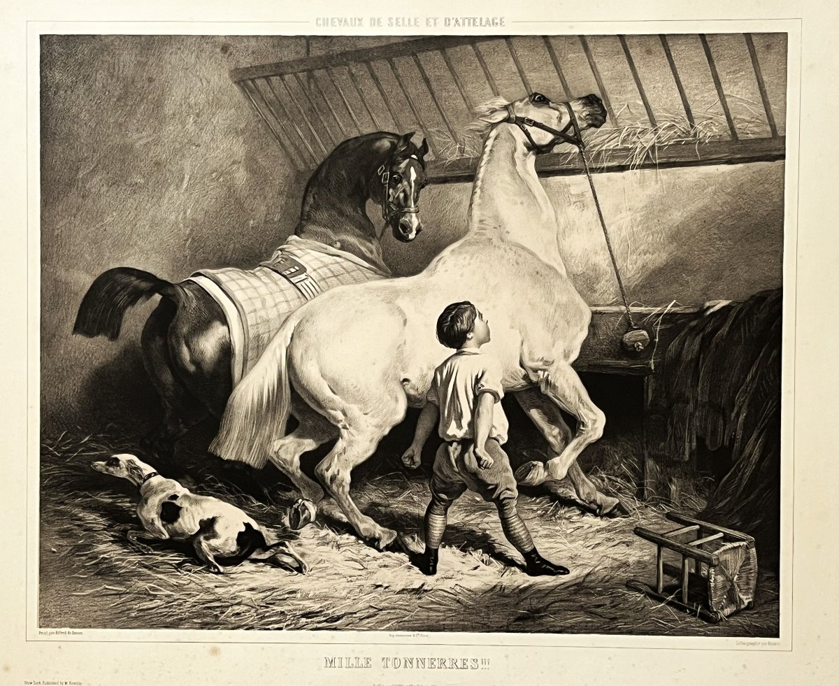 Alfred de Dreux, grande lithographie en sépia de chez Goupil 1861, "mille tonnerres"-photo-2