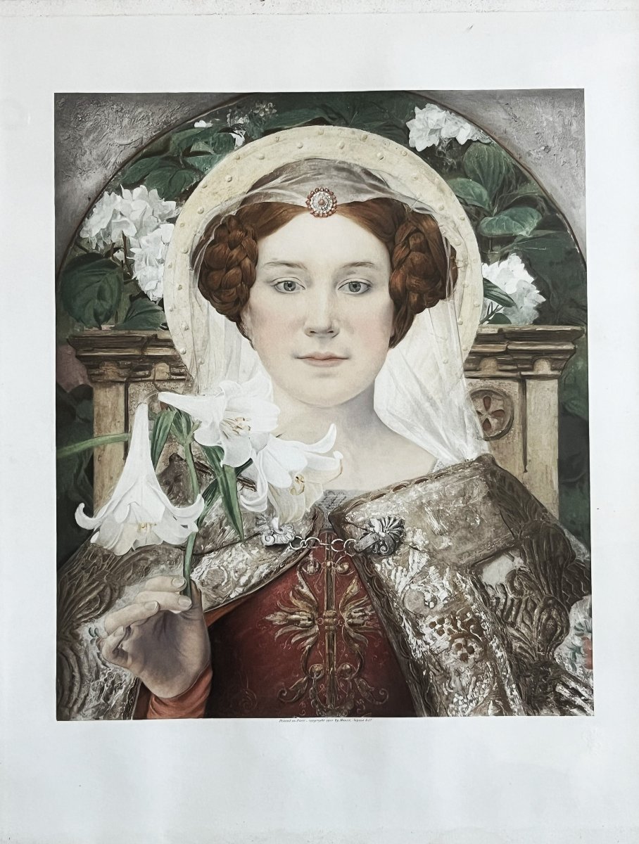 Edgard Maxence, "the Annunciation," A 1902 Lithograph By Manzi And Joyant. Symbolism.-photo-2