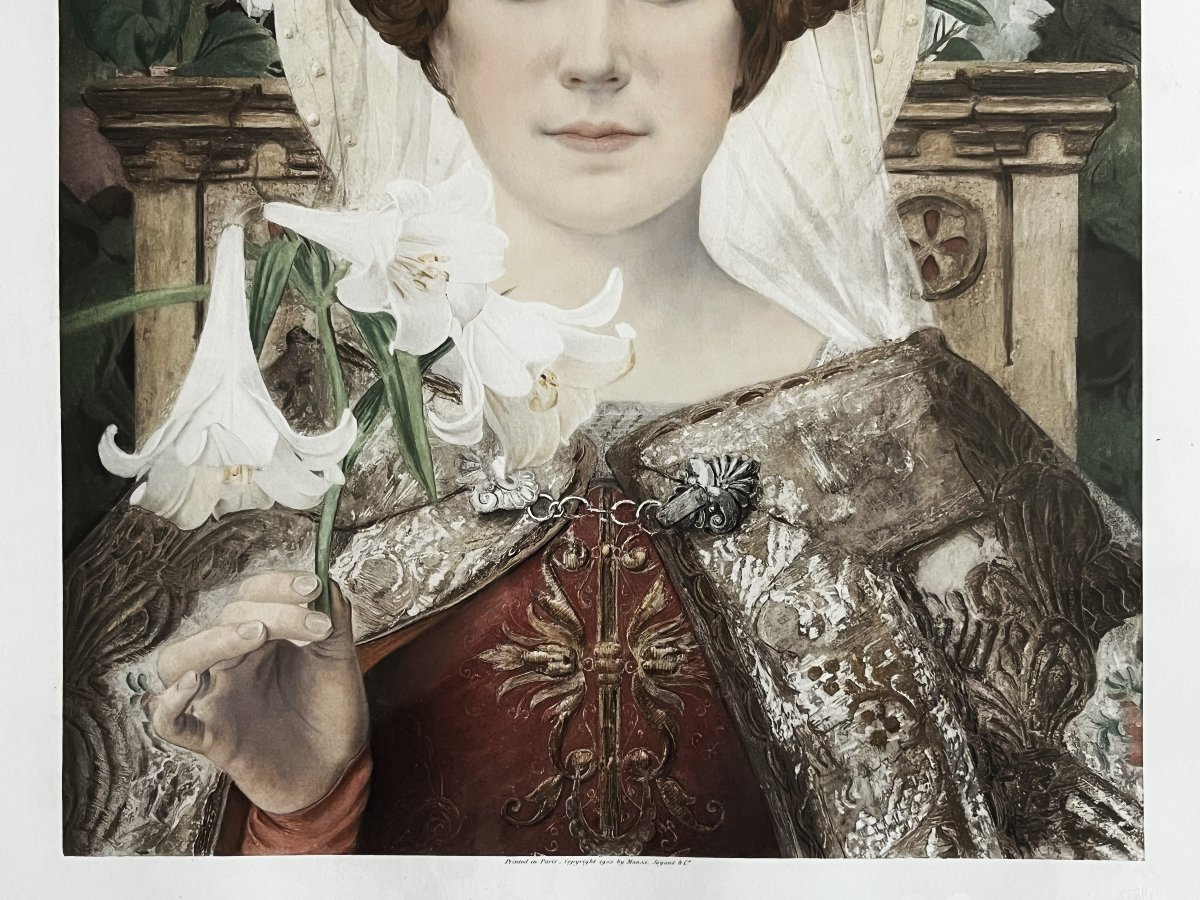 Edgard Maxence, "the Annunciation," A 1902 Lithograph By Manzi And Joyant. Symbolism.-photo-3