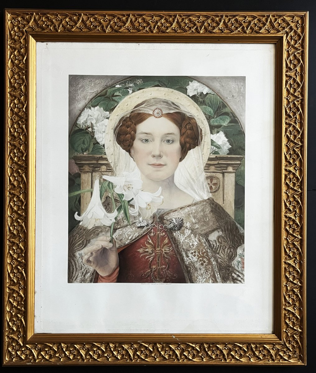 Edgard Maxence, "the Annunciation," A 1902 Lithograph By Manzi And Joyant. Symbolism.