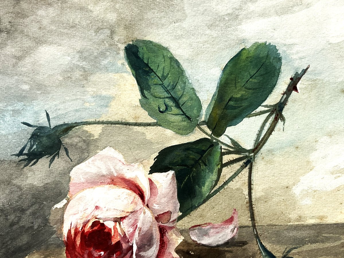 Arthur Chaplin 1869/1935 "la Rose du matin" aquarelle gouachée-photo-3