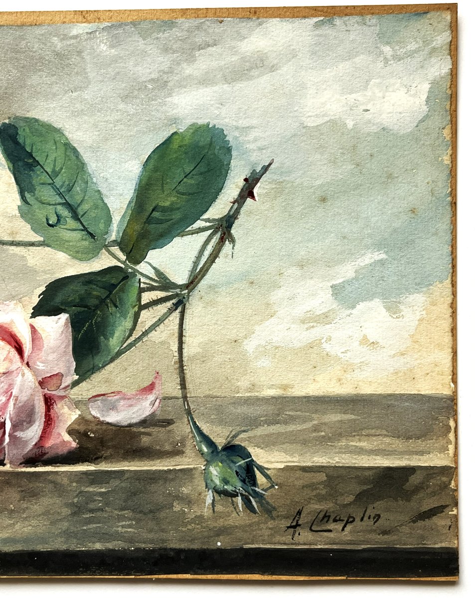 Arthur Chaplin 1869/1935 "la Rose du matin" aquarelle gouachée-photo-2