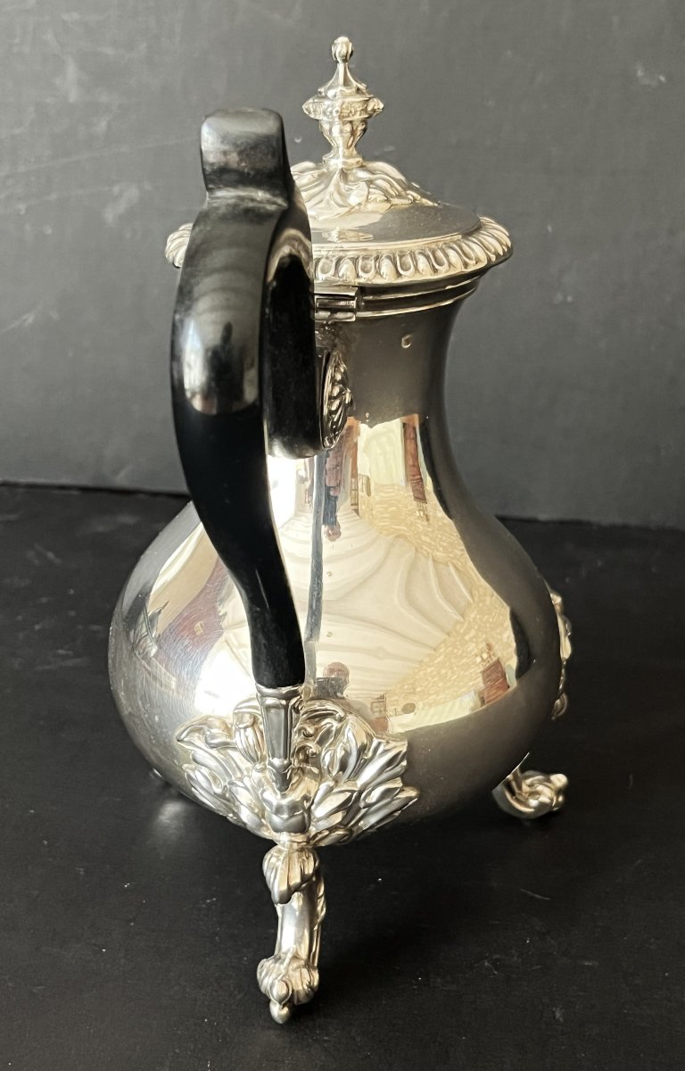19th-century Solid Silver Coffee Pot Or Teapot, By Frey, Silversmith, Minerva Hallmark-photo-3