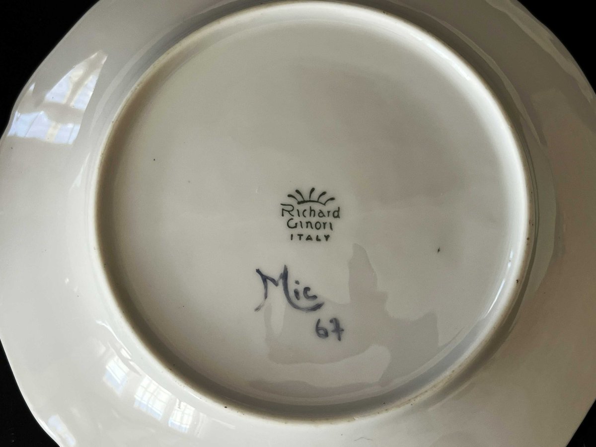 Richard Ginori 67, Eight Hand-painted Dessert Plates, Designed By Mic-photo-4
