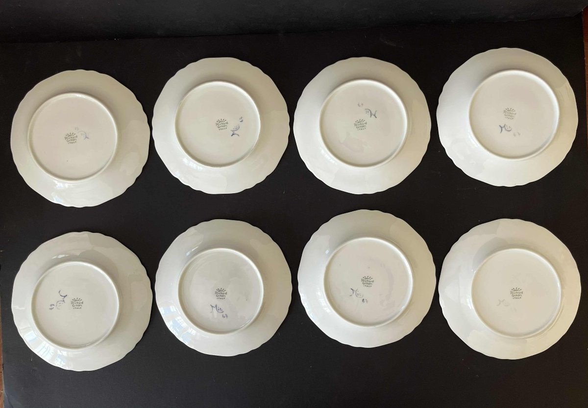 Richard Ginori 67, Eight Hand-painted Dessert Plates, Designed By Mic-photo-3
