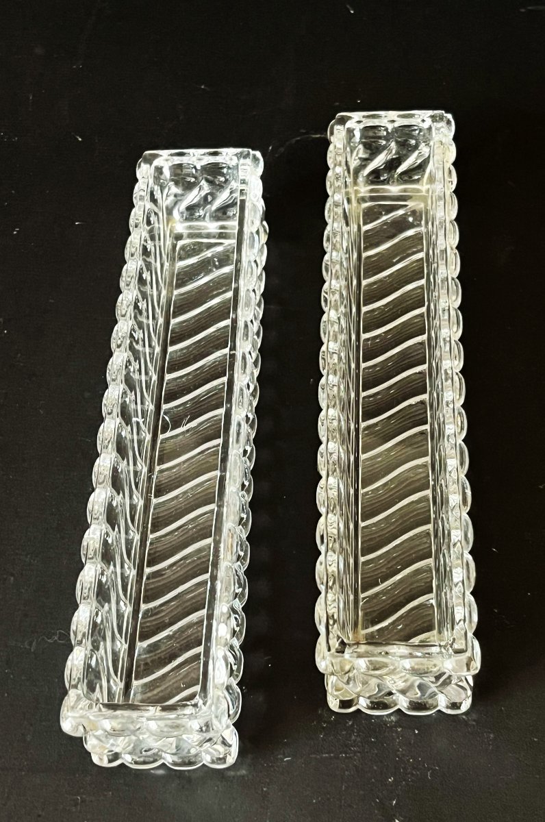 Baccarat, deux éléments de surtout de table modèle Bambou tors, signés-photo-2