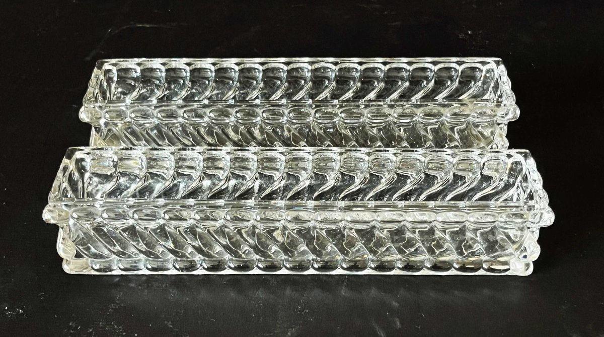Baccarat, deux éléments de surtout de table modèle Bambou tors, signés-photo-3