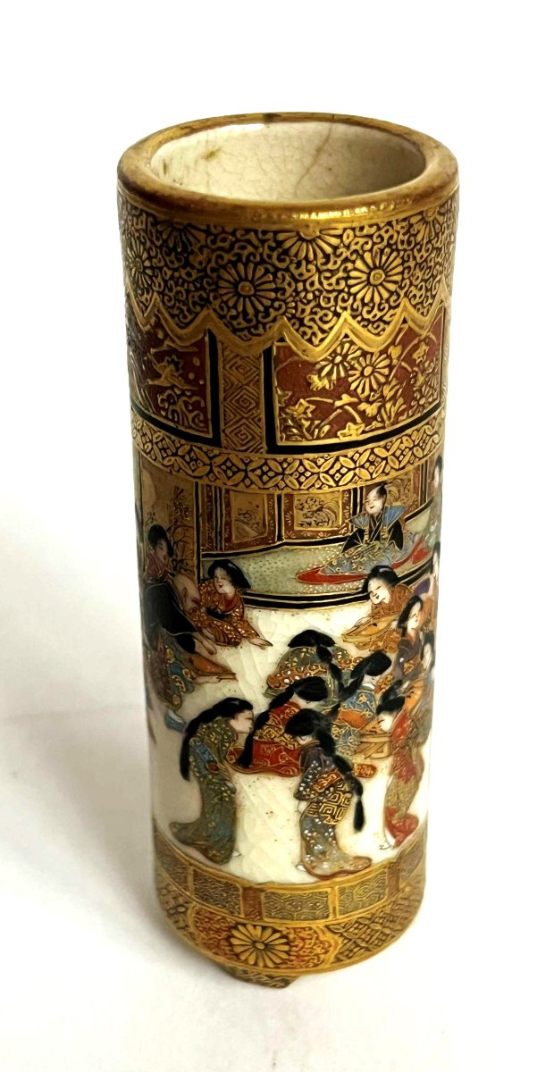 Japan, Satsuma Kilns, Meiji-period Miniature Vase, 8.7 Cm, Signed.-photo-4