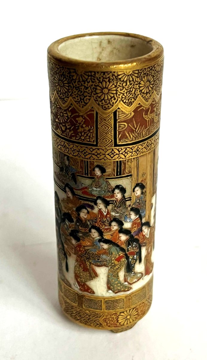 Japan, Satsuma Kilns, Meiji-period Miniature Vase, 8.7 Cm, Signed.-photo-5